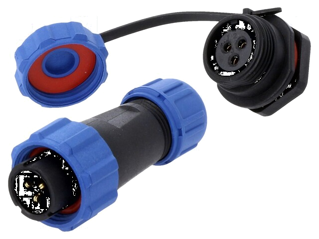 Connector: rond; mannelijk + vrouwelijk; PIN: 3; 5A; IP67; 500V Connector: rond; mannelijk + vrouwelijk; PIN: 3; 5A; IP67; 500V